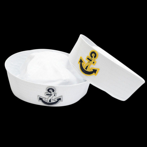 Adult Kids White Captain Sailor Hat Military Hats Navy Marine Caps With Anchor Sea Boating Party Cosplay Costume Children Hat ► Photo 1/6