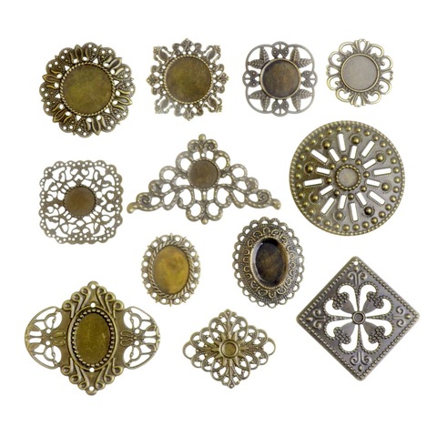 Free shipping 10PCS Antique Bronze Color Metal Flower Filigree Wraps Settings Crafts Gift Decoration DIY Jewelry Findings ► Photo 1/6