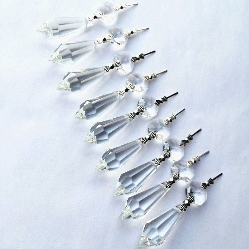 20pcs 76mm Crystal Bead Chandelier Multi-faceted Icicle Drop Prism Curtain Parts 