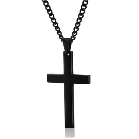 Stainless Steel Titanium Faith Crucifix Cross Pendant Necklace Choker Gold/Black Chain For Men Women Jewelry Jesus Prayer ► Photo 1/6