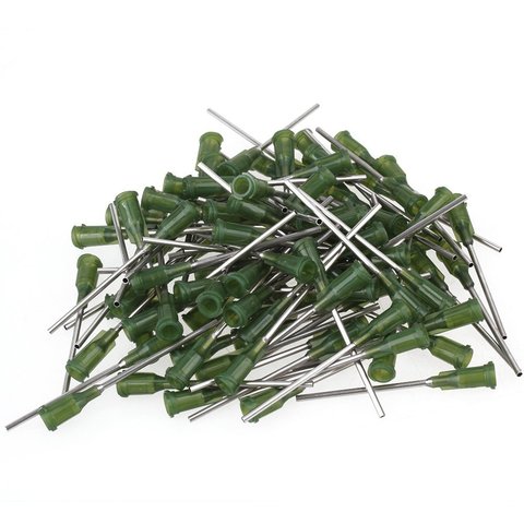 Green and Silver 1.5 Inch Length Blunt Dispensing Needles Syringe Needle Tips 14Ga Pack of 100 ► Photo 1/3