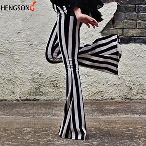 Striped Wide Leg Pant For Women Elastic High Waist Large Size Long Trouser Autumn Female 2022 Fashion Flare Pants OL Clothes ► Photo 1/6