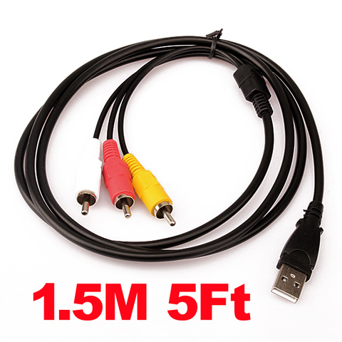 New 1.5M 5ft USB 2.0 to 3 RCA Cable Male To Male AV Audio Adapter Cord for AV equipment to HDD player ► Photo 1/5