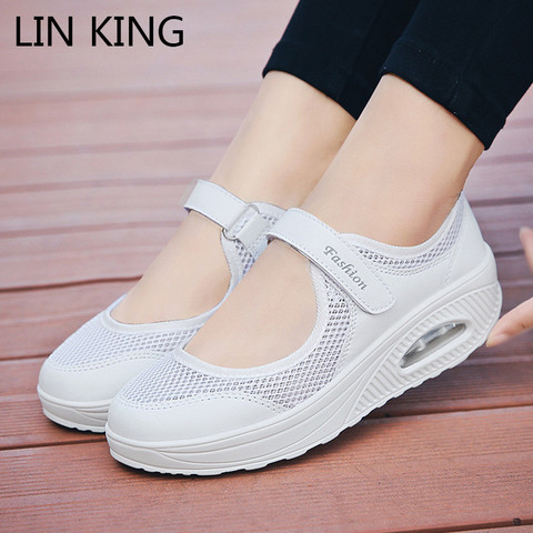 LIN KING Big Size 43 Fashion Women Sneakers Casual Shoes Female Summer Outdoor Shoes Breathable Mesh Trainers Ladies Tenis Shoes ► Photo 1/6