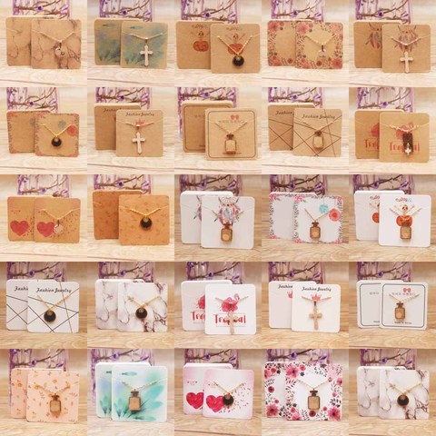 24designs Fashion Jewelry Display Necklace charms package card 50pc kraft Dreamcatcher /marble style pendant display tag card ► Photo 1/6