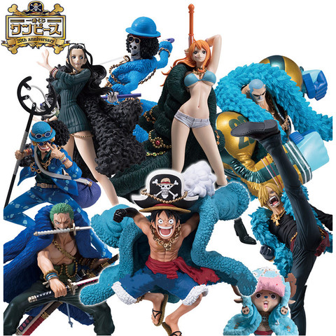 9style Anime One Piece 20th Anniversary Nami Luffy Brook Sanji Robin Chooper Blue Clothes Ver PVC Model Action Figure Doll toy ► Photo 1/1