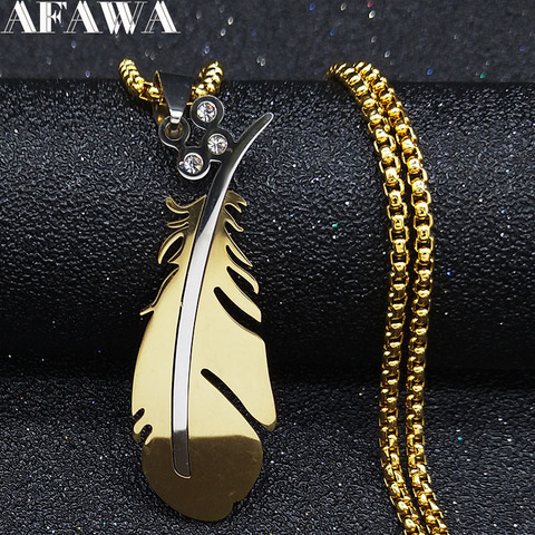 2022 Fashion Feather Stainless Steel Necklaces for Men Jewelry Gold Color Chain Necklace Jewellery cadena hombre N1039S02 ► Photo 1/6