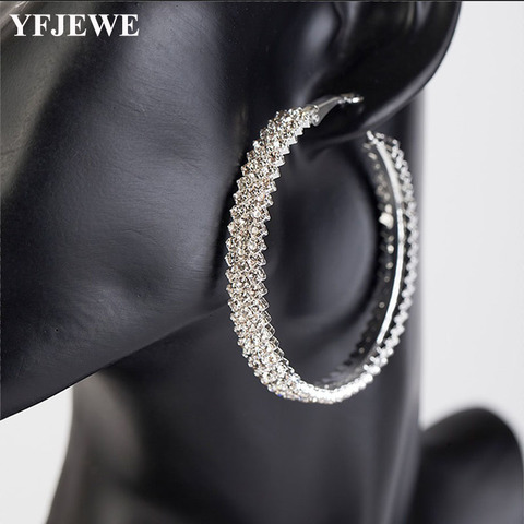 YFJEWE Women Hoop Earrings Silver color Bohemian Earrings Handmade Crystal Vintage Earrings Fashion Jewelry Aretes De Mujer E555 ► Photo 1/6