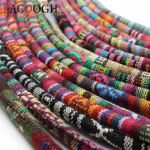 1/5Meter 6mm Multi Colors Cotton Cord Handmade Round Fabric Ethnic Rope Textile Wrap Embroider Cords for DIY Bracelets Making ► Photo 1/6