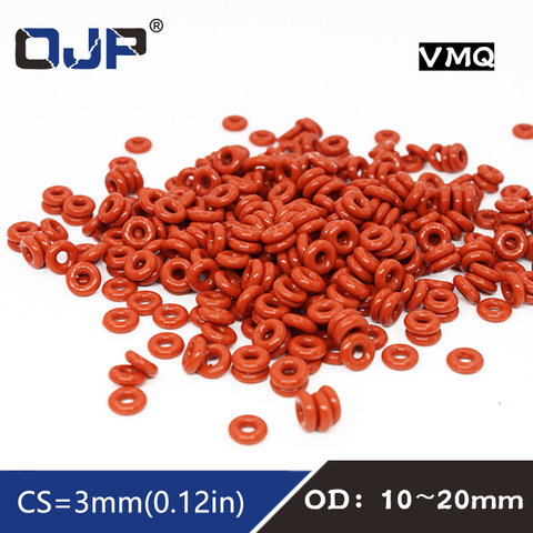 10PCS/lot Red Silicon Ring Silicone/VMQ O ring OD10/11/12/13/14/15/16/17/18/19/20*2.5mm Thickness Rubber O-Ring Seal Gaskets ► Photo 1/6
