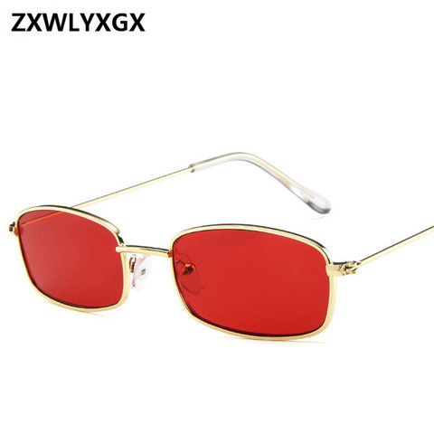 2022New Small Rectangle Retro Sunglasses Men Brand Designer Red Metal Frame Clear Lens Sun Glasses Women Unisex UV400 ► Photo 1/4