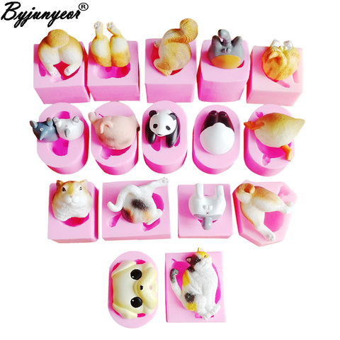 16 Dogs Cats Ass Silicone Soap Mold Fondant Chocolate Sugar Panda Epoxy Clay Plaster Candle Ice Mould Cake Decorating Tool C382 ► Photo 1/6