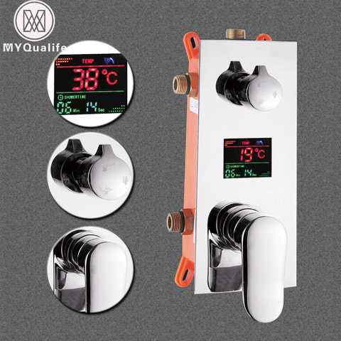 Wall Mounted Digital Shower Mixer Valve Control with Display Intelligent Pre-box Bath Shower Panel Shower Mixers Chrome Finish ► Photo 1/6