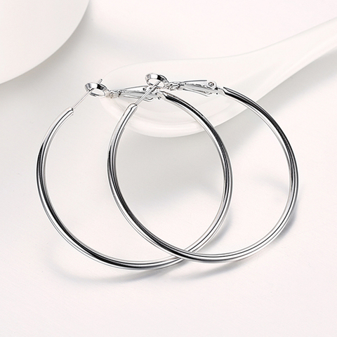 925 Silver Creole Circle Hoop Earrings For Women Christmas Earring Jewelry ► Photo 1/6