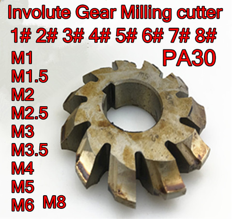 M1 M1.25 M1.5 M1.75 M2 M2.5 M3 M3.5 M4 M5 M6 M8 PA30 HSS Involute Gear Milling cutter Free shipping ► Photo 1/3