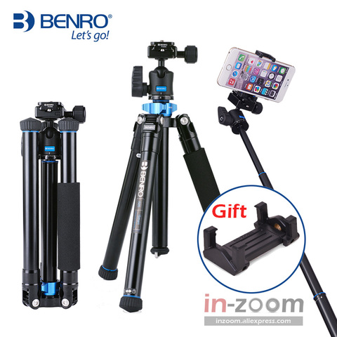 Benro IS05 Aluminum Alloy Tripod Kit Center Column Can be Selfie Stick Monopod for Smartphones Mirrorless Cameras Oversea Stock ► Photo 1/6