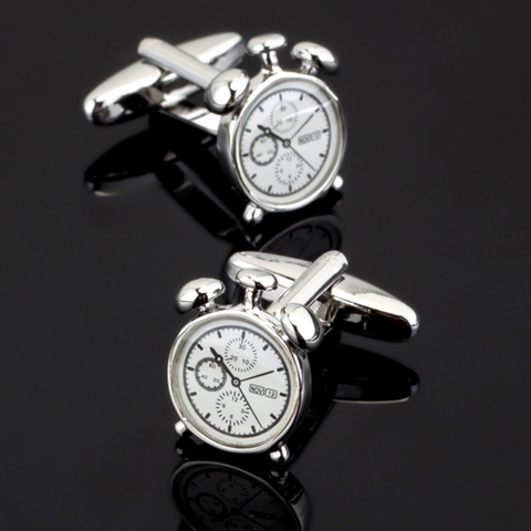 Free shipping, new fashion men's shirt cufflinks silvery Clock cufflinks senior designer exclusive design tool ► Photo 1/1