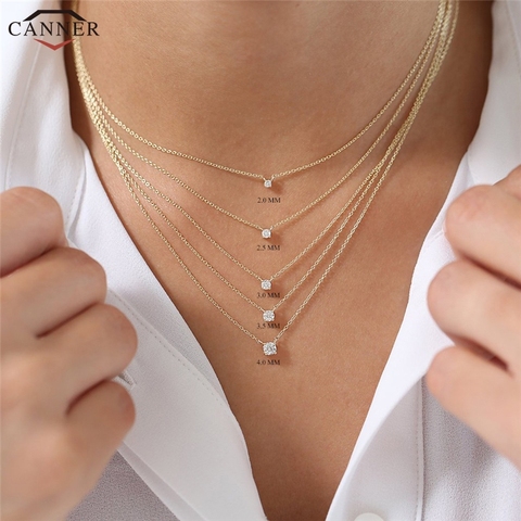 CANNER 925 Sterling Silver Necklace Women Cubic Zirconia Necklace Jewelry CZ Crystal Choker Necklace Gold Color Collier H40 ► Photo 1/6