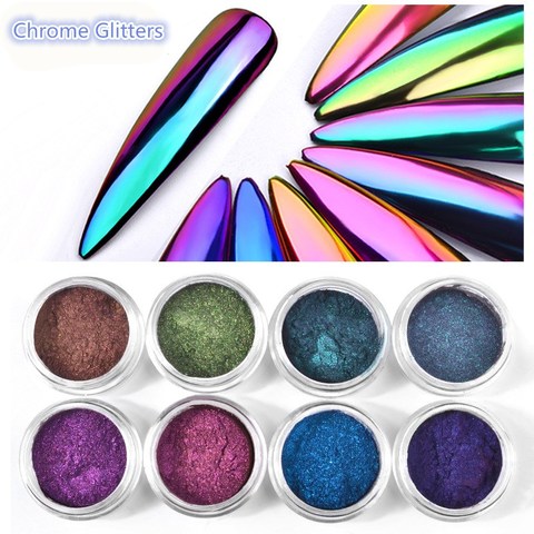 0.2g/ box Glitter Magic Mirror Dust Powder Chameleon Aurora Nail art Chrome Pigment Glitters Nail Decoration ► Photo 1/5