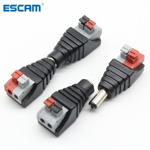 ESCAM 5pcs DC Male +5 pcs DC Female connector 2.1*5.5mm DC Power Jack Adapter Plug Connector for CCTV CAMERA ► Photo 1/4