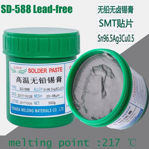 High Temperature SD-588 Lead-Free Solder Paste Zero Halogen SMT Solder Paste Tin Silver Copper Solder Paste Sn96.5Ag3Cu0.5 ► Photo 1/5