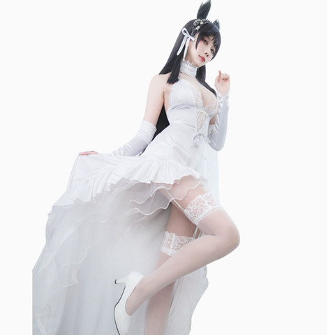 Azur Lane Cosplay Costume Atago Takao White Flower Vows Wedding Dresses Clothing Synthetic Wig Hair For Women Girl Party Clothes ► Photo 1/6