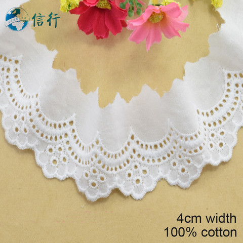 4cm width 100% Cotton embroid lace sewing ribbon guipure trim african lace fabric warp knitting DIY Garment Accessories #3169 ► Photo 1/4