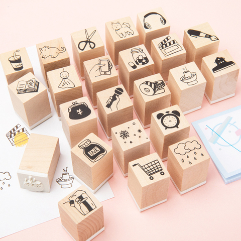 Vintage daily life food animals decoration stamp wooden rubber stamps for scrapbooking stationery DIY craft standard stamp ► Photo 1/6