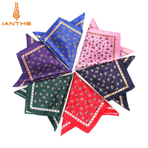 Men's Handkerchief Vintage Animal Print Pocket Square Polyester Silk Soft Hankies Wedding Party Business Chest Towel Hanky ► Photo 1/6