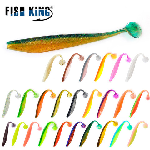 FISH KING 9/12/16cm Silicone Bait Smell Worm Soft Fishing Lure 4-5pcs T Tail Jigging Artificial Fishing Bait For Bass Wobblers ► Photo 1/6
