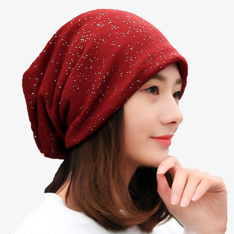 Brand Women Sequine Design Autumn Winter Hats For Ladies Thin Girl hat Beanies Knitted Skullies Hat Cap Female Solid Color Gorro ► Photo 1/6