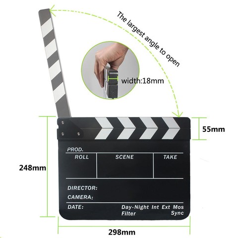 Big size Clapperboard Clapper Board Acrylic Dry Erase Director TV Movie Film Action Slate Clap Handmade Cut Prop Magnets ► Photo 1/2