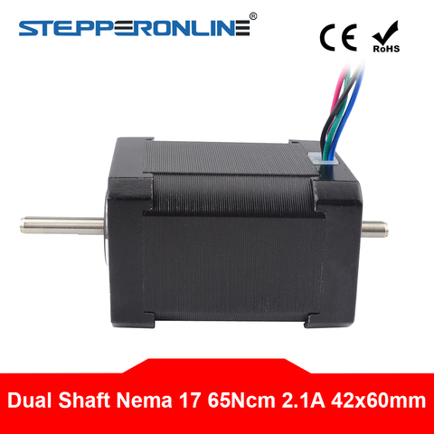 Dual Shaft 4 Leads Nema17 Stepper Motor 60mm 42 Motor 65Ncm(92.3oz.in) 2.1A 5mm Shaft for CNC XYZ/3D Printer ► Photo 1/1