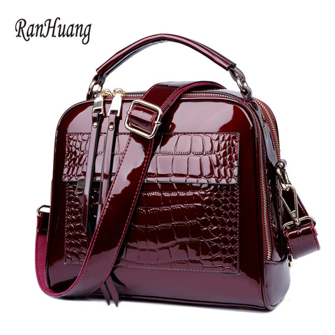 RanHuang Women Luxury Handbags Fashion Alligator Handbags High Quality Patent Leather Shoulder Bags Ladies Black Messenger Bags ► Photo 1/6