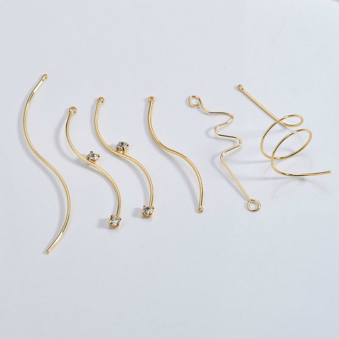 Gold plated color retention curve, diamond belt hanger, round circling individual geometric earring accessories DIY Handmade ► Photo 1/5