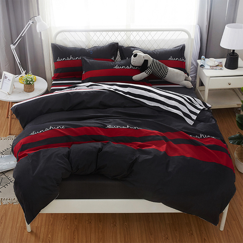 Review On Gray Red Stripes Bedding Set, Duvet Cover Quilt Pattern