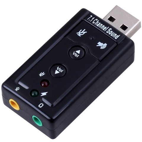 7.1-Channel USB 2.0 External Sound Card w/3.5mm Headphone and Microphone Jack Interface,USB 2.0 to Stereo Mic Adapter Converter ► Photo 1/6