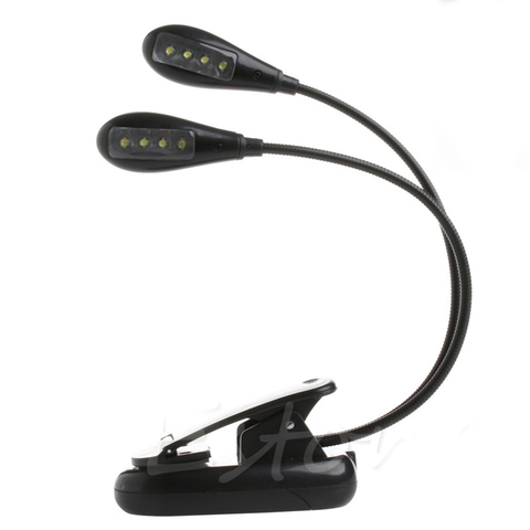Clip-on Adjustable Dual Arm 8 LED Piano Music Stand Book Light Reading Lamp ► Photo 1/6