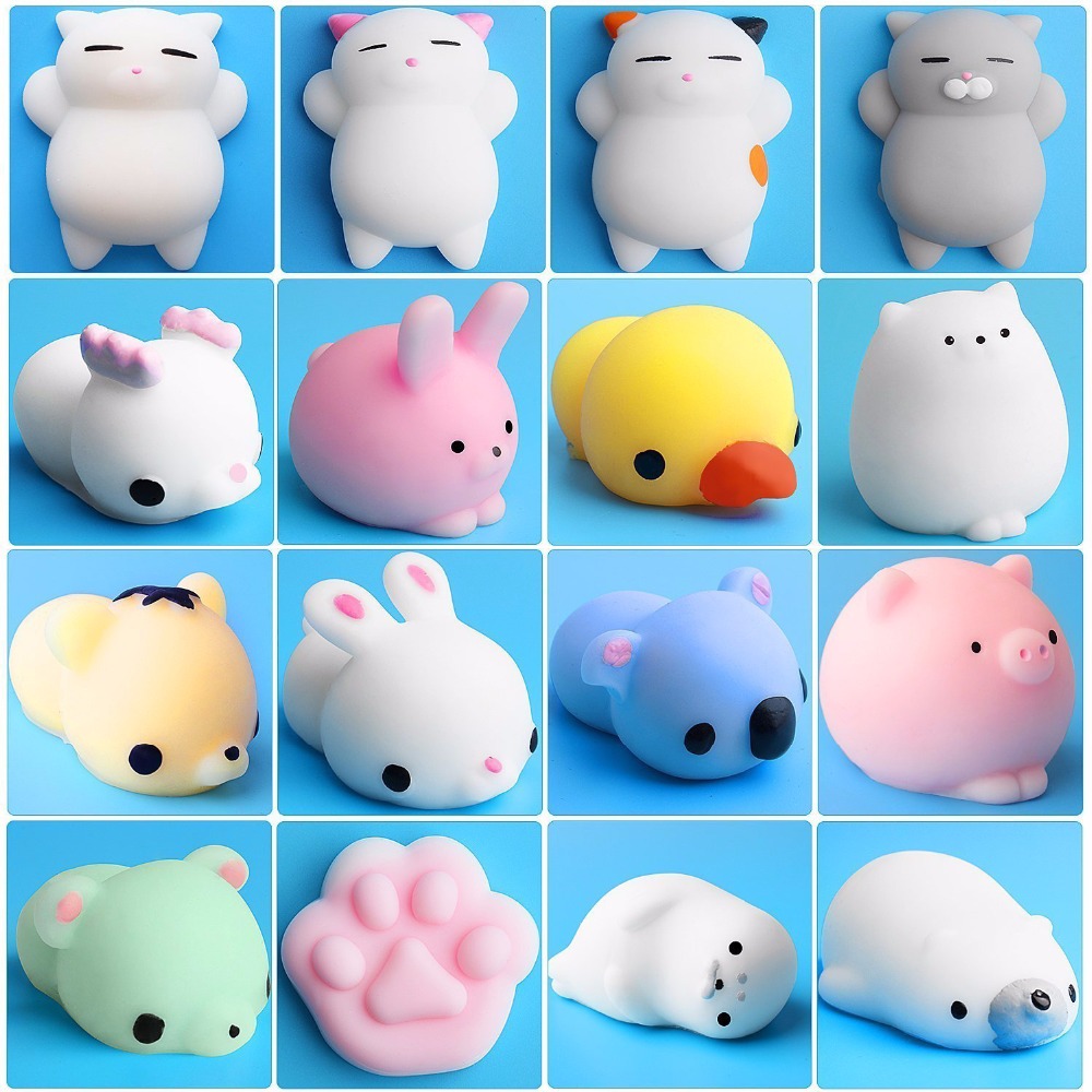 10Pcs All Different Cute Mochi Squishy Cat Slow Rising Squeeze Healing Fun  Kids Kawaii Kids Adult Toy Stress Reliever Decor GYH