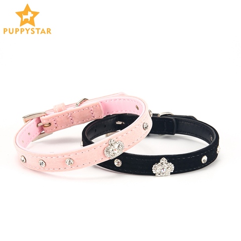 Dog Collar For Dogs Cat Collars Solid Rhinestone Crystal Velvet Crown Pet Collar Chihuahua Pitbull Dog Leash Pet Products PQ013 ► Photo 1/6