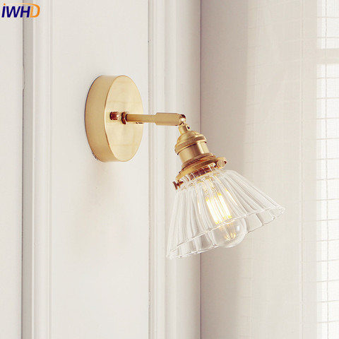 IWHD Nordic Glass Wall Lamp Beside Bedroom Bathroom Mirror Light Japan Style LED Wall Sconces Vintage Edison Lighting Luminaire ► Photo 1/6