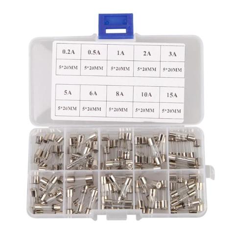 100Pcs/lot 5x20mm Car Tube Fuse Quick Blow Car Glass Tube Fuse with Fuse Holder Assorted Kit 0.2/0.5/1/2/3/5/6/8/10/15A ► Photo 1/1