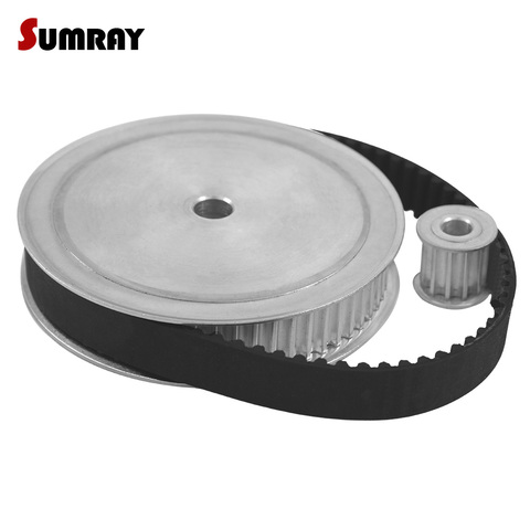 SUMRAY HTD5M Timing Pulley Belt Kit Reduction 1:5 5M 12T 60T Pulley Wheel 5M-395 Timing Belt Engraving Machine  Gear kit ► Photo 1/1