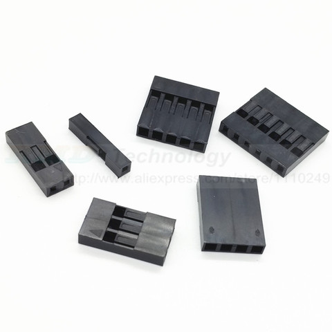 100pcs Dupont connector 2 3 4 5 6 pin single row 2.54 mm plastic shell through hole housing ► Photo 1/1