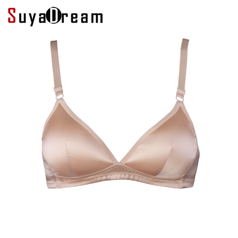 SuyaDream Women Bras Wire Free Seamless Bra 100%Natural silk Lining Everyday 3/4 Cup Nude Pink Black Underwear ► Photo 1/6