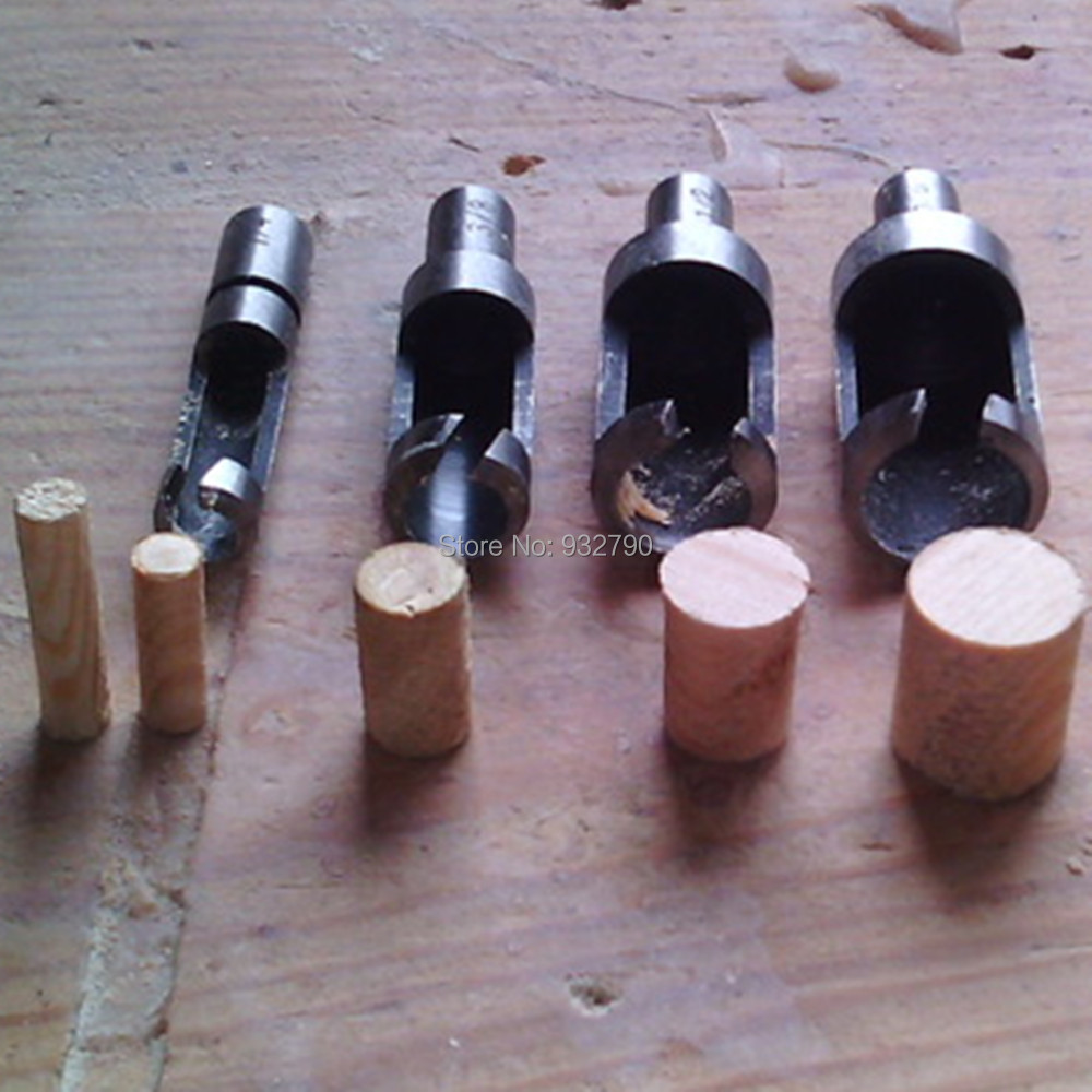 4pcs 1/4" Wooden Plug Drill Bored Hole Wood Tenon Drill Set Titanium Barrel Cork 