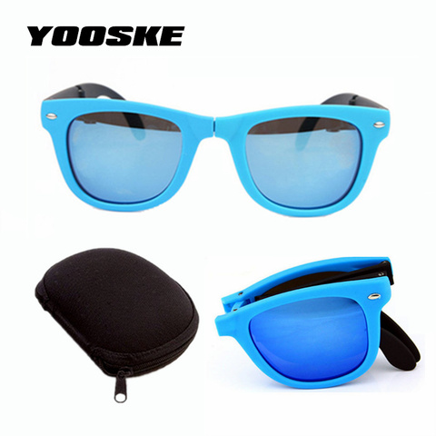 YOOSKE Men Women Foldable Sunglasses With original BOX Folding Glasses With Case Brand Designer Mirrored Sun Glasses Folded ► Photo 1/6