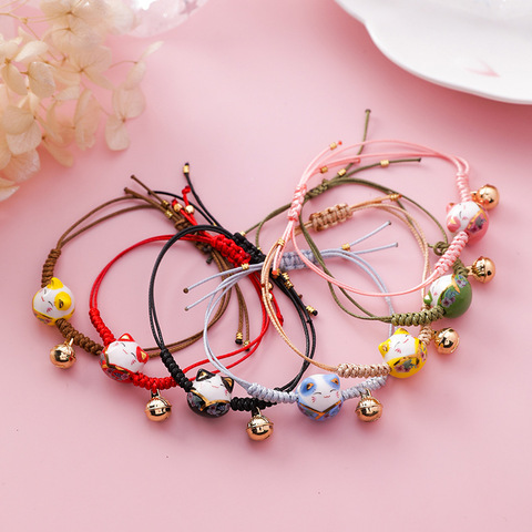 2022 New Handmade Colorful Rope Lucky Cat Adjustable Bracelet For Women Girls Birthday Gifts Sweet Tassel Fashion Bangles Femme ► Photo 1/5