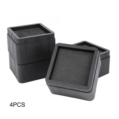 4PCS Durable Stackable Bed Risers Black Square Furniture Legs Floor Feet Bed Risers Protectors Floor Protector Pads  Furniture ► Photo 1/6