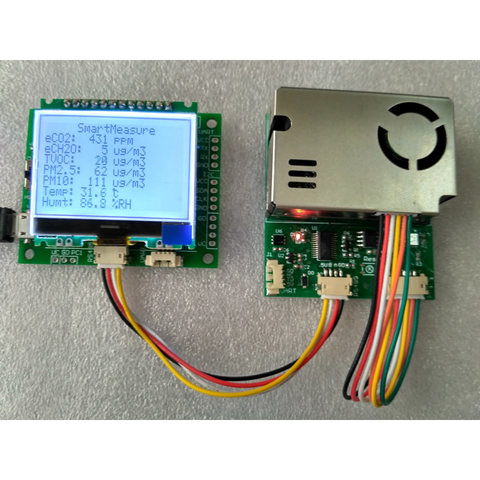 Tester 7-in-One sensor module with screen PM2.5 PM10 temperature and humidity C02 formaldehyde TVOC ► Photo 1/3